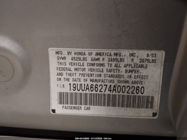 Продажа на аукционе авто 2004 Acura Tl, vin: 19UUA66274A002260, номер лота: 44134885