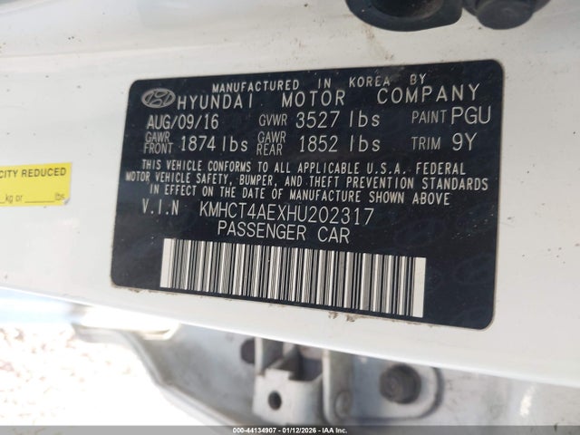 KMHCT4AEXHU202317 Hyundai ACCENT SE