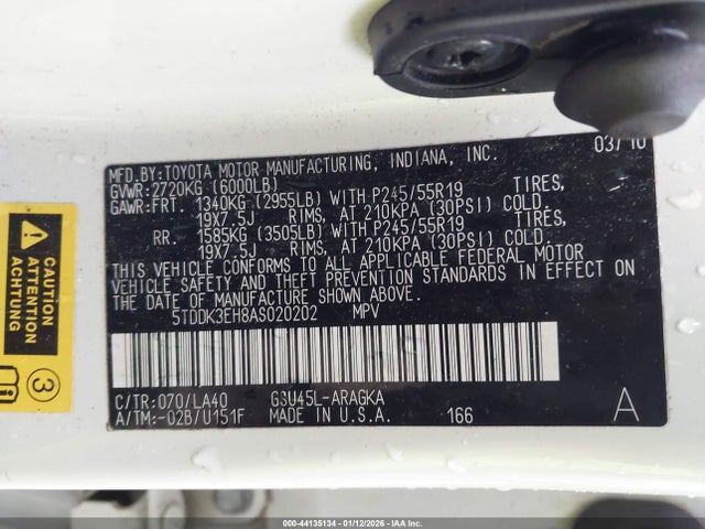 2010 TOYOTA HIGHLANDER 5TDDK3EH8AS020202 Photo 8