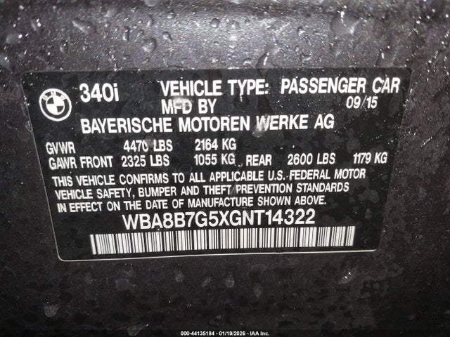 WBA8B7G5XGNT14322 BMW 340i Xdrive