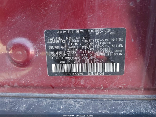 Aukcja sprzedaży 2011 Subaru Forester 2.5x Premium, vin: JF2SHADC0BH704524, numer aukcji: 44135190