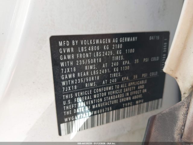 2015 VOLKSWAGEN TIGUAN WVGAV7AX3FW605755 Photo 8