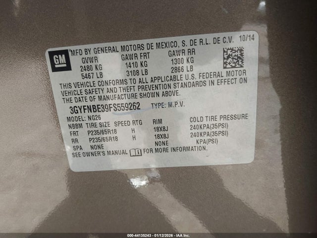 2015 CADILLAC SRX 3GYFNBE39FS559262 Photo 8