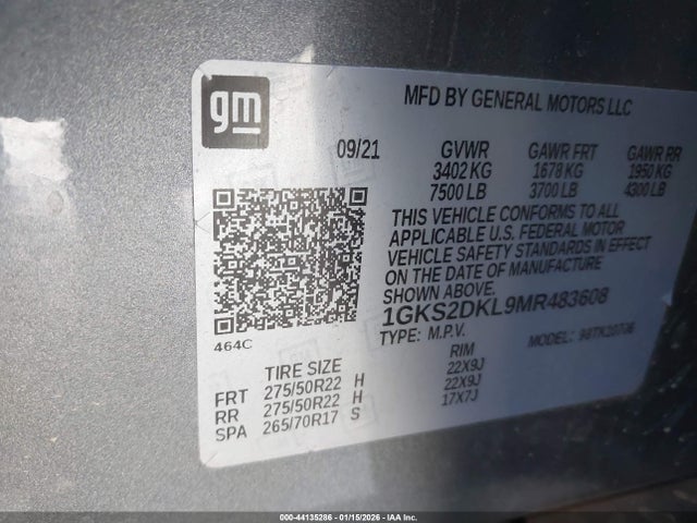 2021 GMC YUKON 1GKS2DKL9MR483608 Photo 8