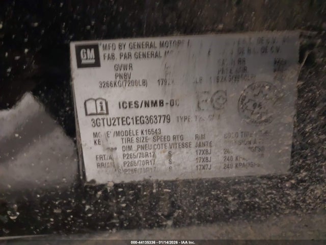 Aukcja sprzedaży 2014 Gmc Sierra 1500, vin: 3GTU2TEC1EG363779, numer aukcji: 44135336