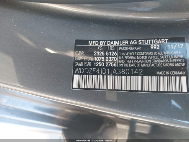 WDDZF4JB1JA380142 Mercedes-Benz E 300
