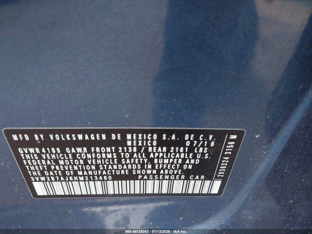Volkswagen Jetta 1.4t S 2017 3VW2B7AJ6HM213480 Image 9