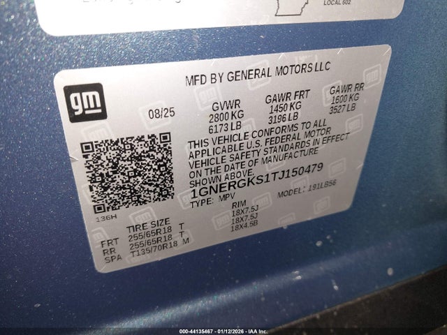 1GNERGKS1TJ150479 Chevrolet Traverse Fwd Lt