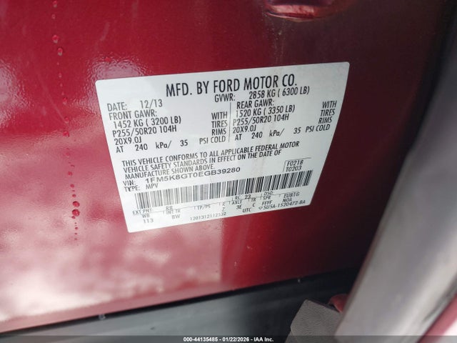 1FM5K8GT0EGB39280 Ford EXPLORER SPORT