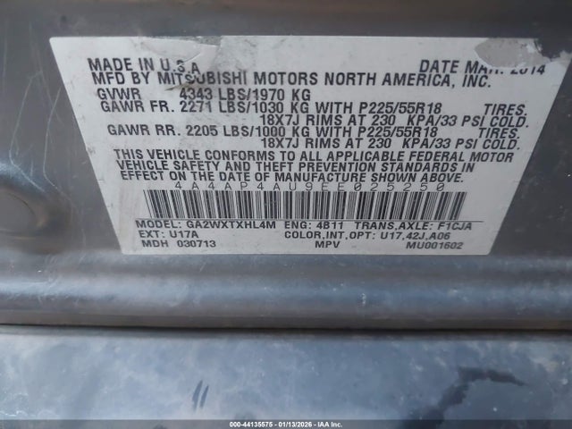 2014 MITSUBISHI OUTLANDER SPORT 4A4AP4AU9EE025250 Photo 8