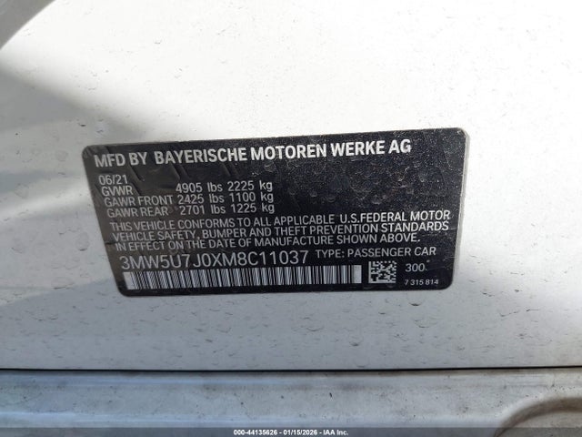 2021 BMW 3 SERIES 3MW5U7J0XM8C11037 Photo 8