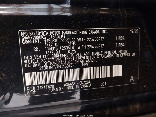 Toyota RAV4 LE 2021 2T3G1RFV7MC169423 Image 9