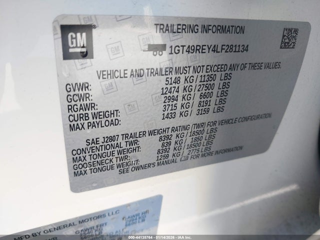 1GT49REY4LF281134 GMC Sierra 2500hd 4wd Standard Bed Denali