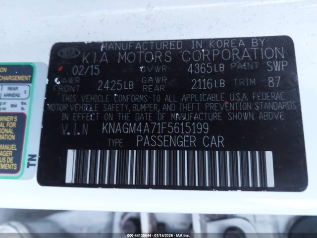 KIA Optima Lx 2015 KNAGM4A71F5615199 Image 9