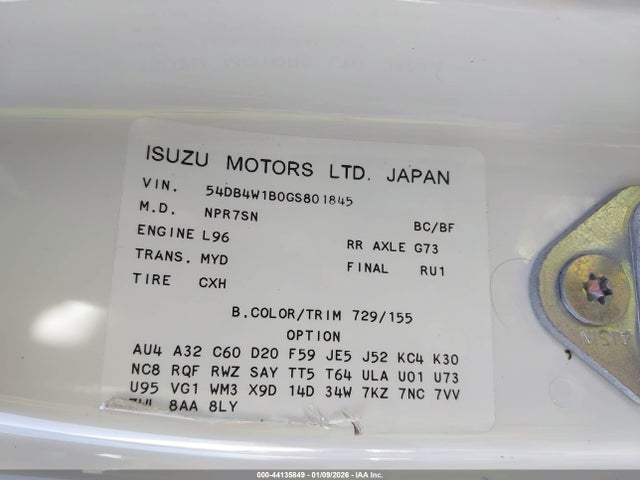 Isuzu Npr Gas Reg 2016 54DB4W1B0GS801845 Image 9