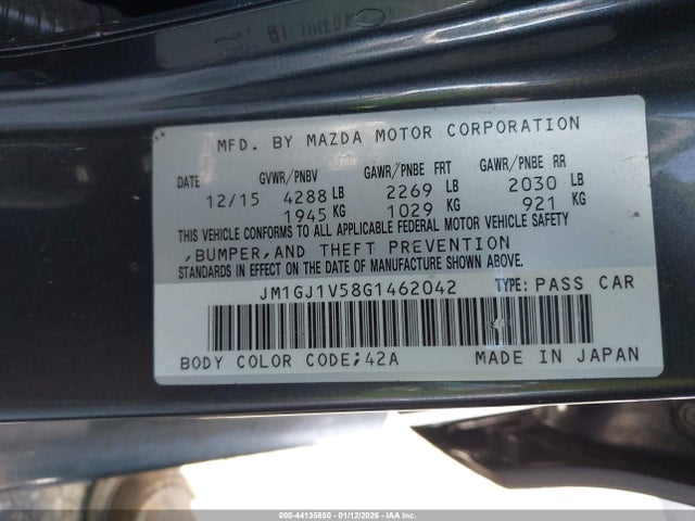 Продажа на аукционе авто 2016 Mazda Mazda6 I Touring, vin: JM1GJ1V58G1462042, номер лота: 44135850