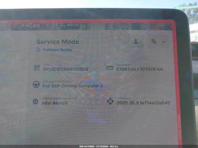 2021 TESLA MODEL 3 5YJ3E1EC6MF001510 Photo 6