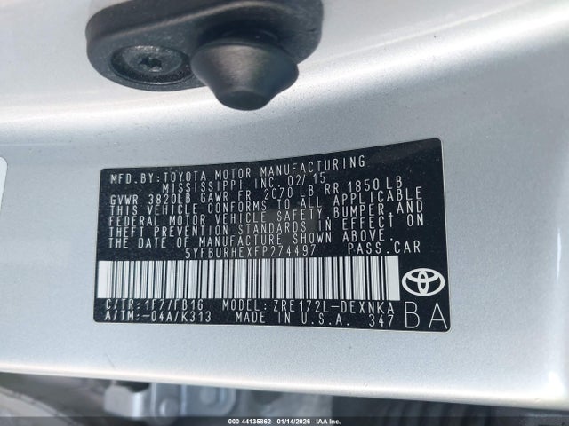 5YFBURHEXFP274497 Toyota COROLLA LE