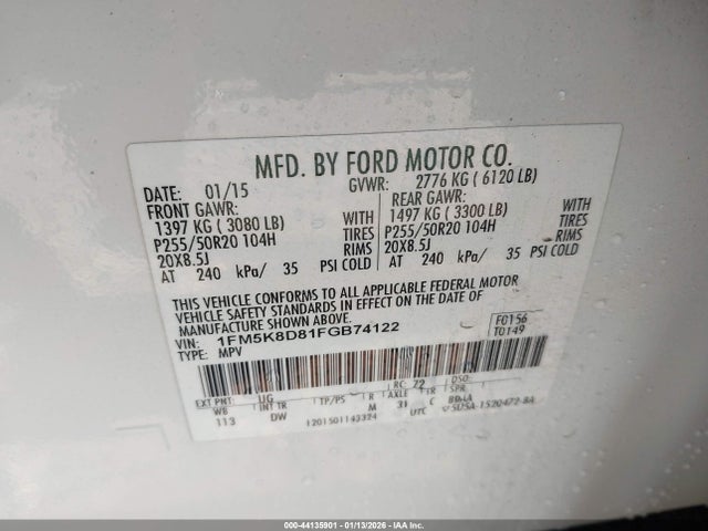 1FM5K8D81FGB74122 Ford EXPLORER XLT