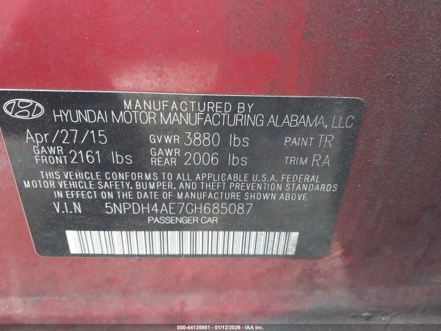 Hyundai ELANTRA SE 2016 5NPDH4AE7GH685087 Image 9