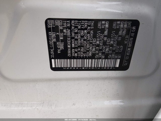 JN8BT3CBXSW148692 Nissan Rogue Sl Intelligent Awd