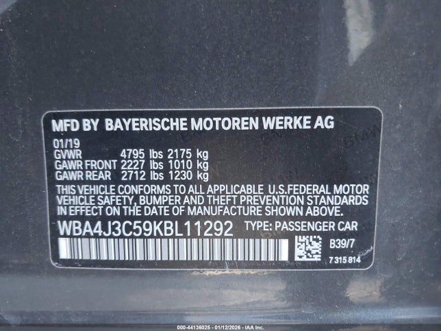 WBA4J3C59KBL11292 BMW 430i Gran Coupe Xdrive