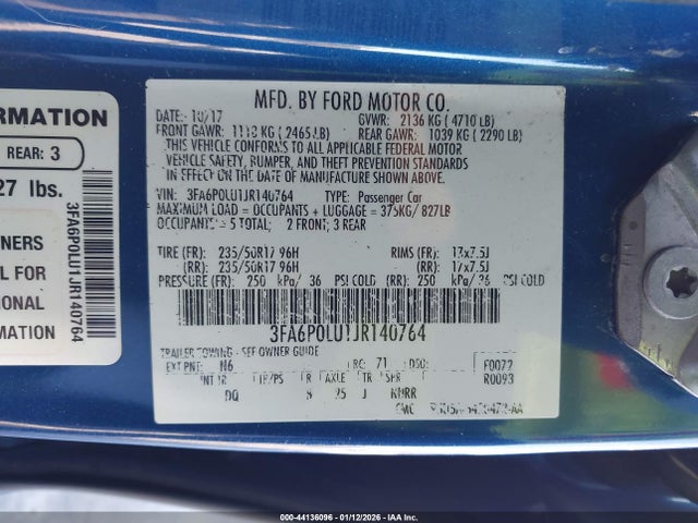 Ford Fusion Hybrid Se 2018 3FA6P0LU1JR140764 Image 9