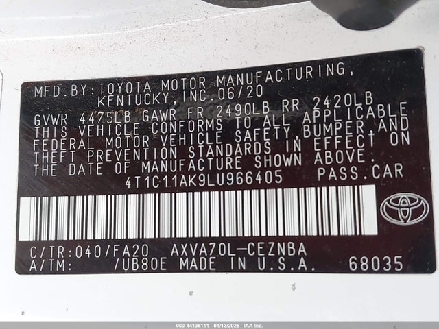 4T1C11AK9LU966405 Toyota CAMRY LE