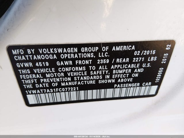Volkswagen Passat 1.8t S 2015 1VWAT7A31FC077221 Image 9