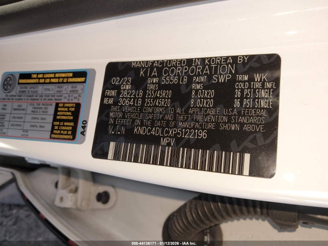 44136171 :رقم المزاد ، KNDC4DLCXP5122196 vin ، 2023 Kia Ev6 Gt-line مزاد بيع