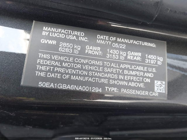 2022 LUCID AIR 50EA1GBA6NA001294 Photo 8