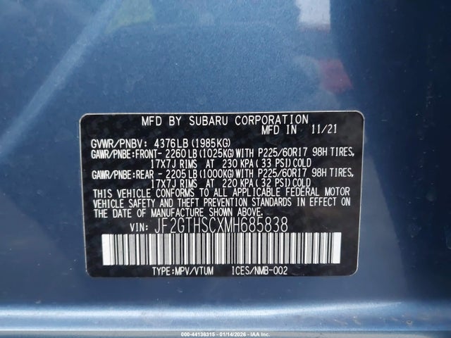 JF2GTHSCXMH685838 Subaru Crosstrek Sport