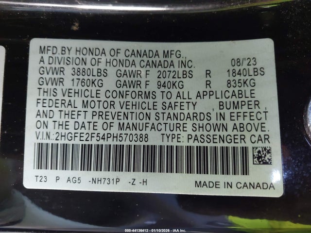 Honda Civic Sport 2023 2HGFE2F54PH570388 Image 9