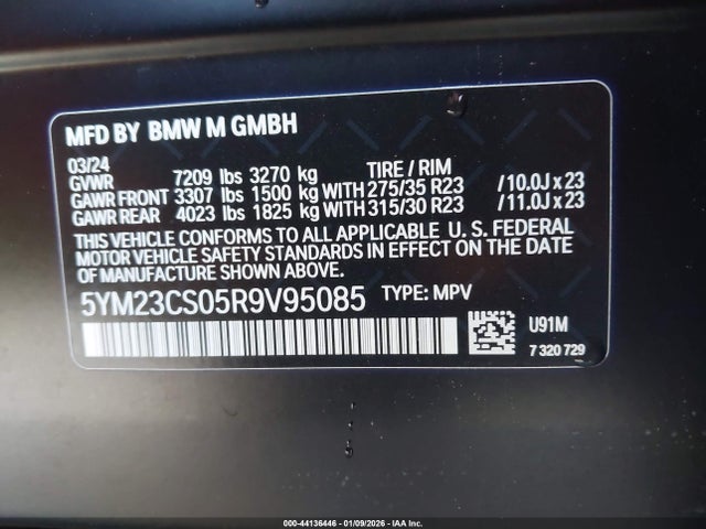Продаж на аукціоні авто 2024 Bmw Xm, vin: 5YM23CS05R9V95085, номер лоту: 44136446