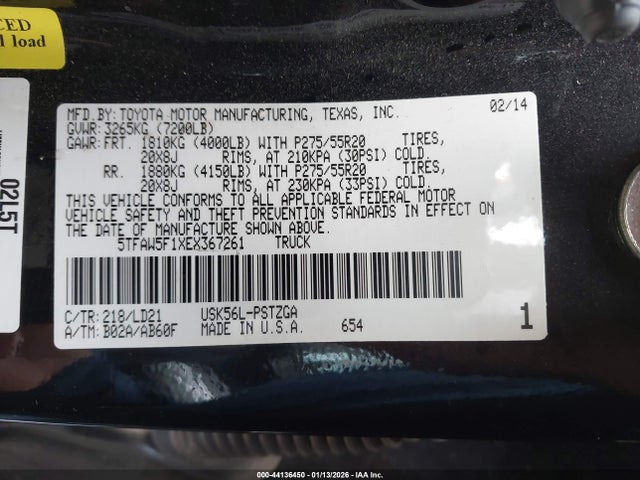 5TFAW5F1XEX367261 Toyota Tundra 1794 5.7l V8