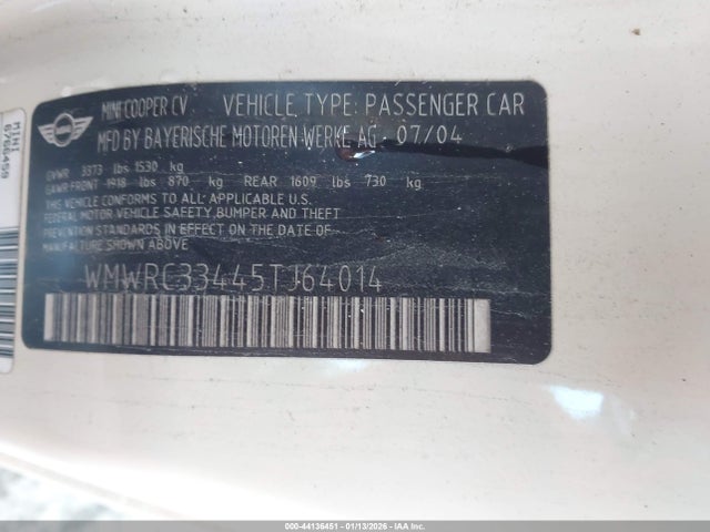 2005 MINI COOPER WMWRC33445TJ64014 Photo 8