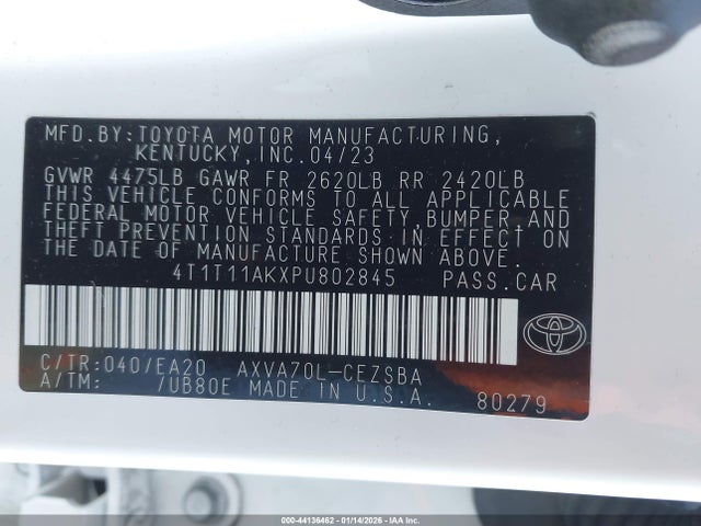 4T1T11AKXPU802845 Toyota CAMRY SE