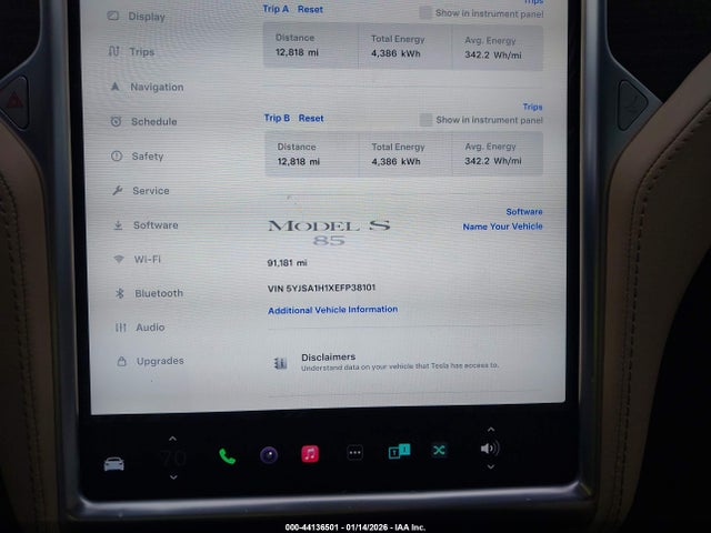 2014 TESLA MODEL S 5YJSA1H1XEFP38101 Photo 6