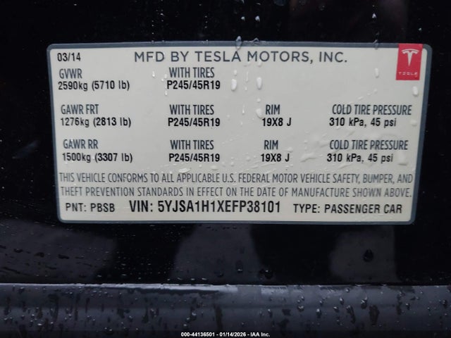 2014 TESLA MODEL S 5YJSA1H1XEFP38101 Photo 8