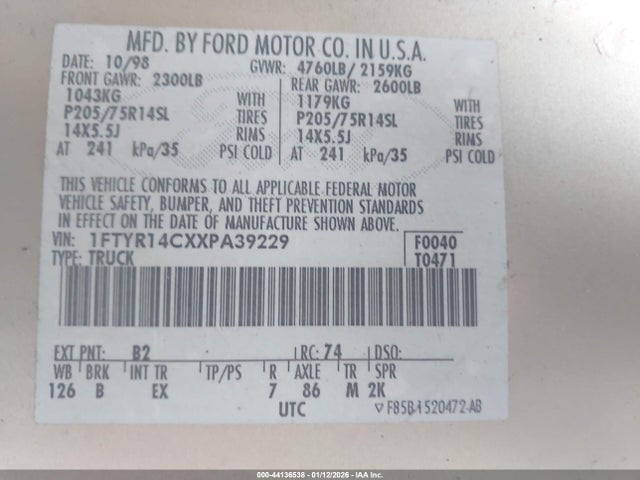 1999 FORD RANGER 1FTYR14CXXPA39229 Photo 8