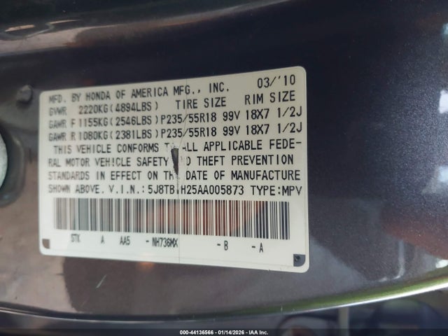 2010 ACURA RDX 5J8TB1H25AA005873 Photo 8