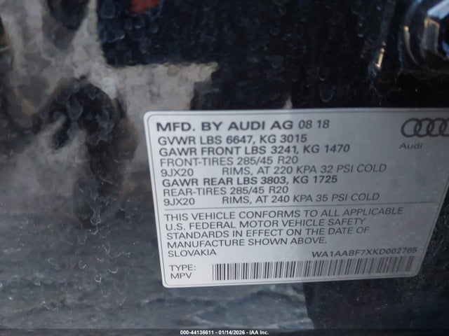 2019 AUDI Q7 WA1AABF7XKD002765 Photo 8