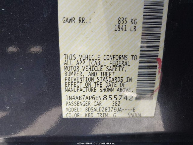 1N4AB7AP6EN855742 Nissan SENTRA SV