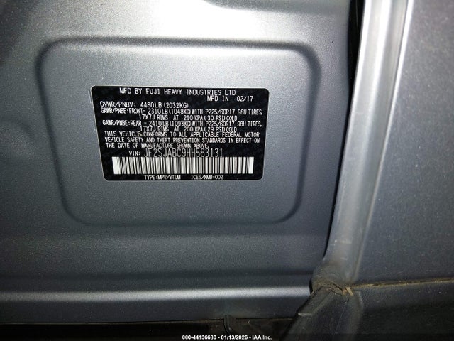 Продажа на аукционе авто 2017 Subaru Forester 2.5i, vin: JF2SJABC9HH563131, номер лота: 44136680
