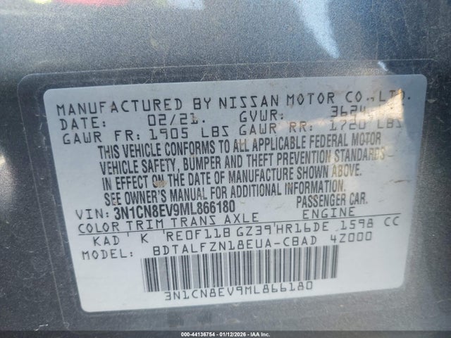 Nissan Versa Sv Xtronic Cvt 2021 3N1CN8EV9ML866180 Image 9