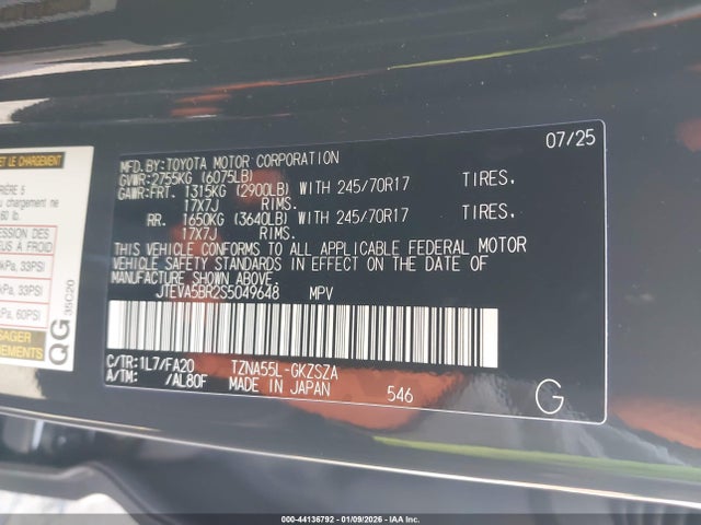 Toyota 4RUNNER SR5 2025 JTEVA5BR2S5049648 Image 9