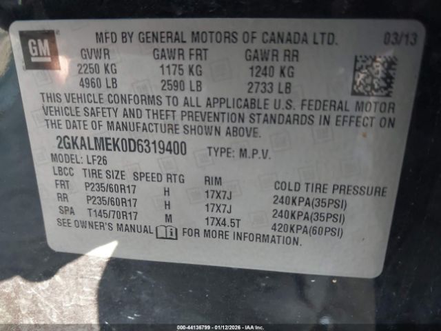2013 GMC TERRAIN 2GKALMEK0D6319400 Photo 8