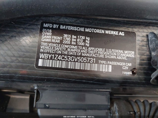 WBY1Z4C53GV505731 BMW I3 Base W/range Extender