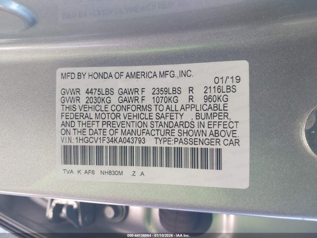 1HGCV1F34KA043793 Honda Accord Sport