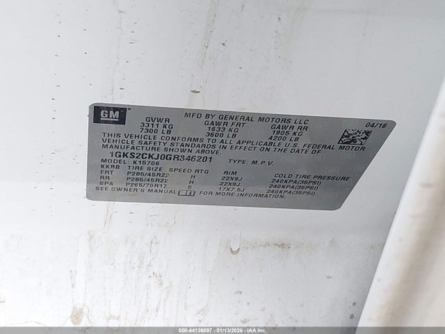 1GKS2CKJ0GR346201 GMC YUKON DENALI